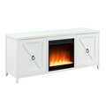 Hudson & Canal Henn  Hart  Granger White TV Stand with Crystal Fireplace Insert - 24 x 58 x 15 in. TV0676